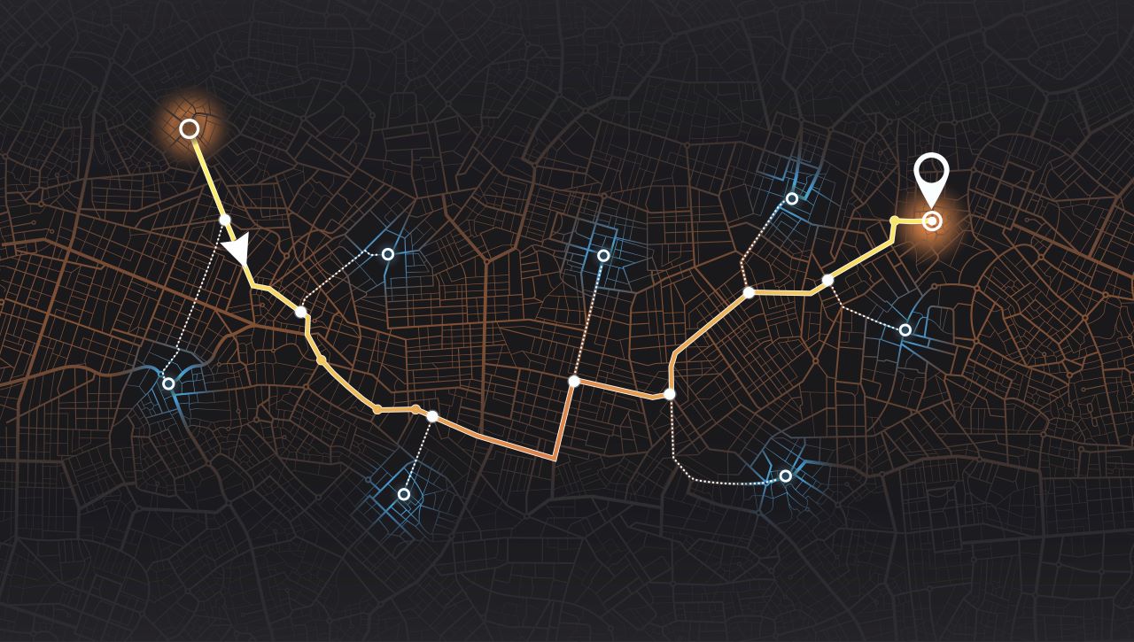 GPS tracking map with route optimization