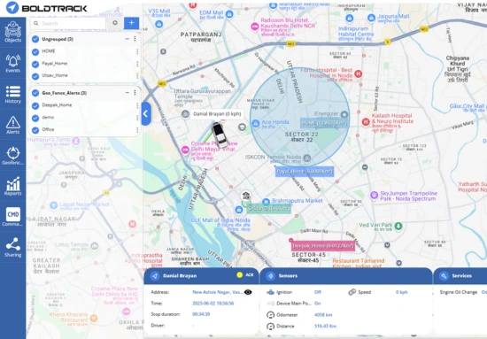 Fleet tracking dashboard screen