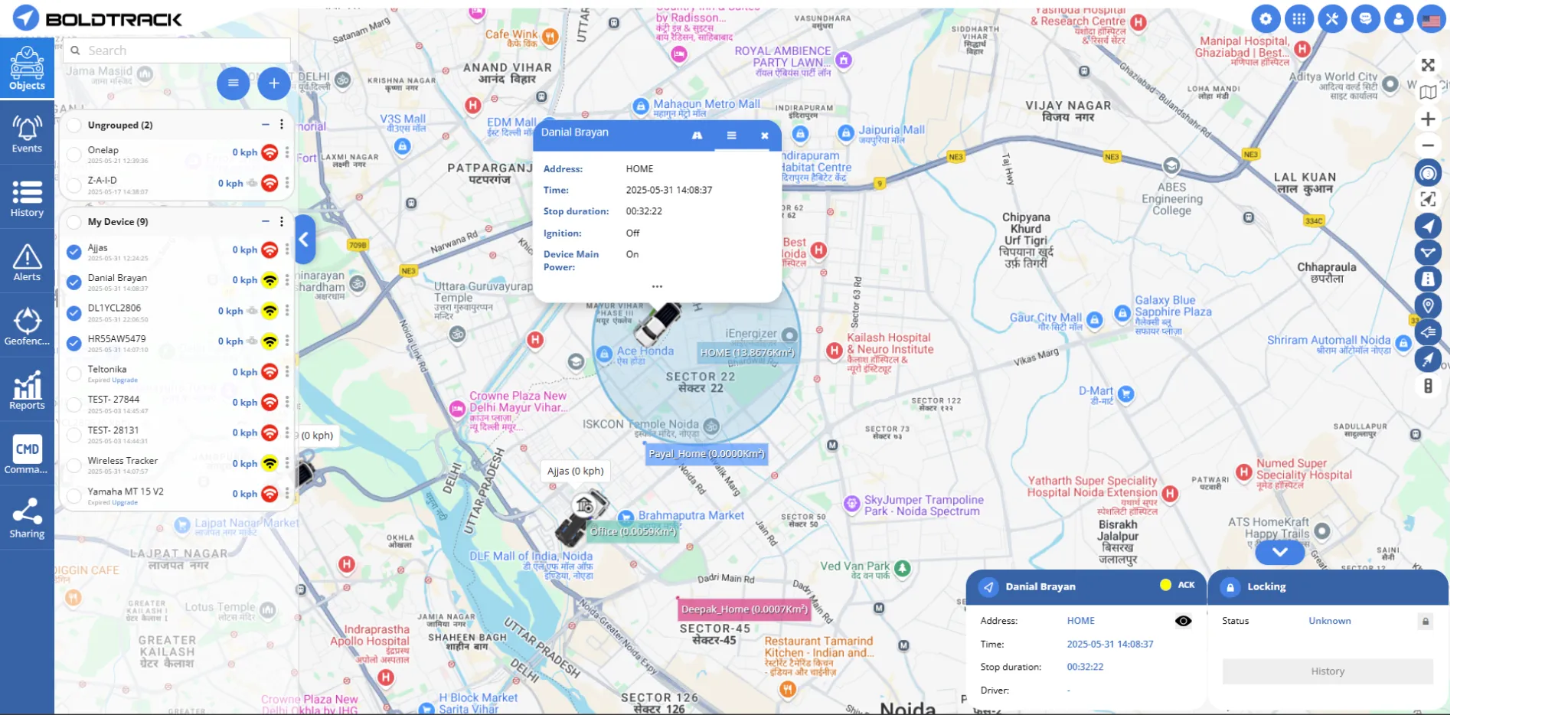 User dashboard real time tracking