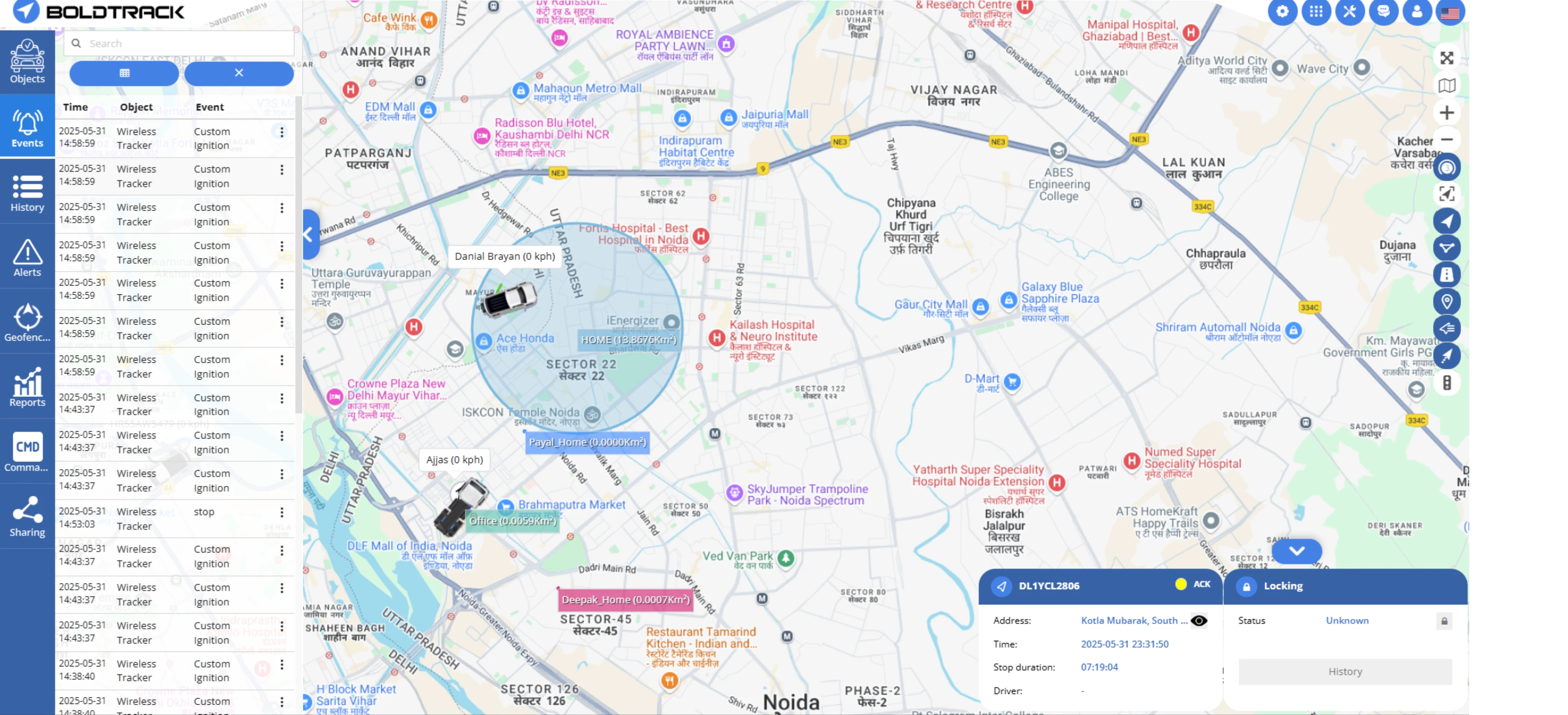 User dashboard accurate GPS data
