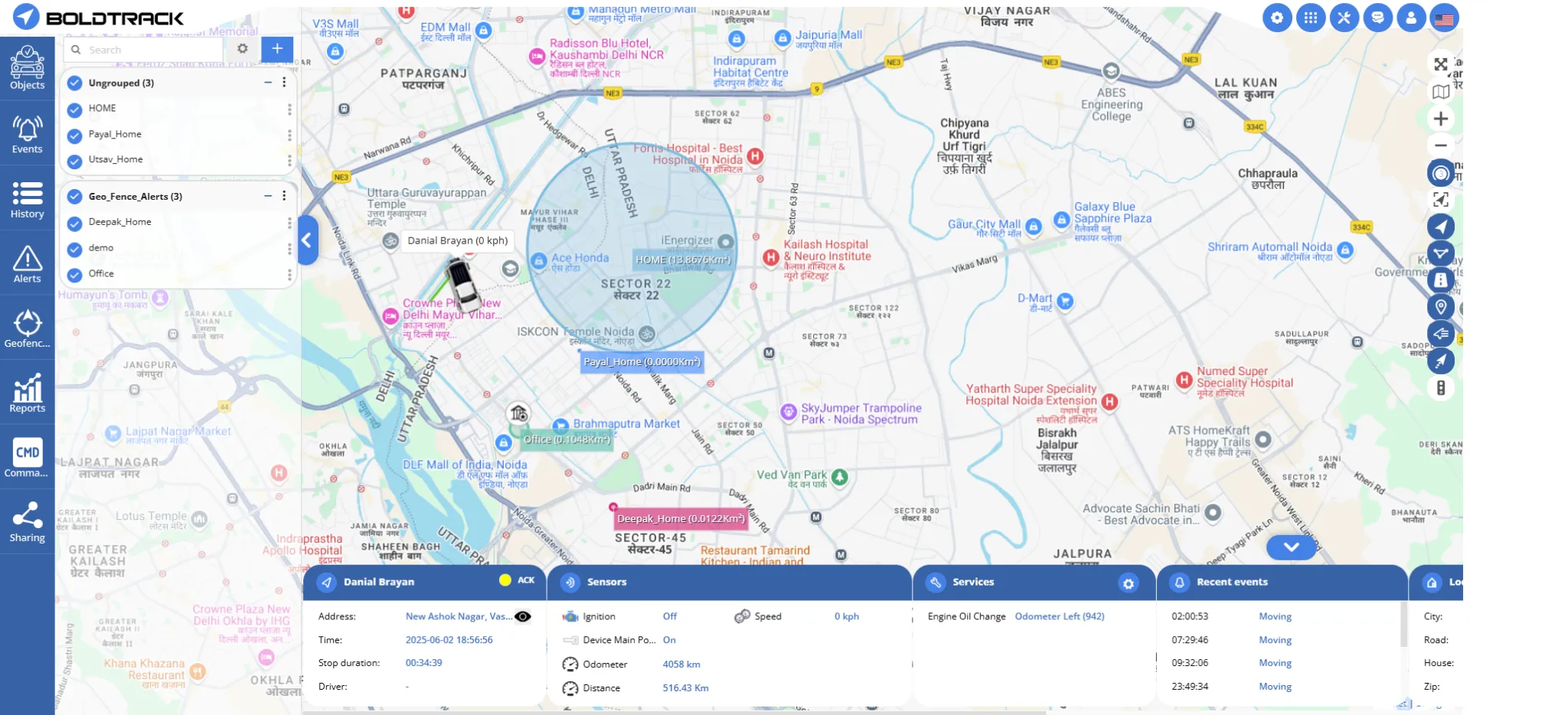 User dashboard custom geo fencing