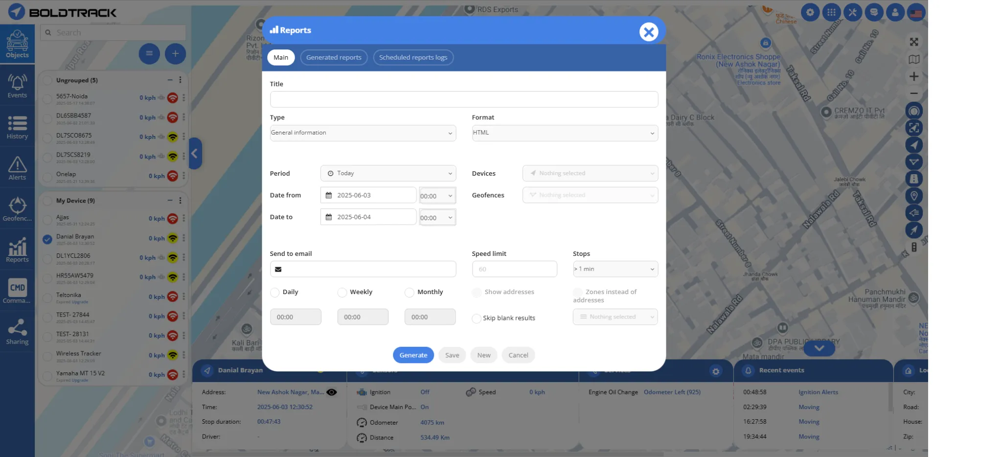 User dashboard custom reporting