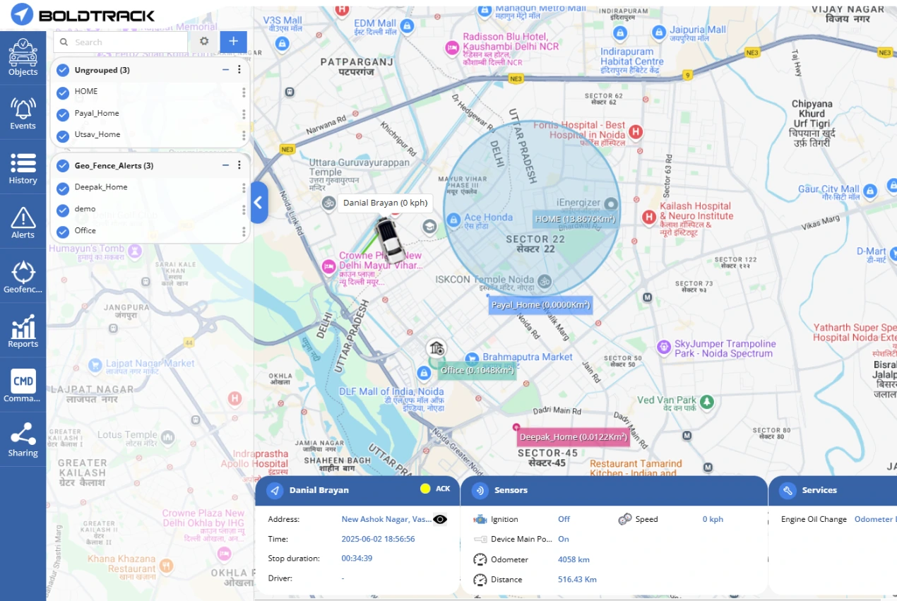 User dashboard see device history